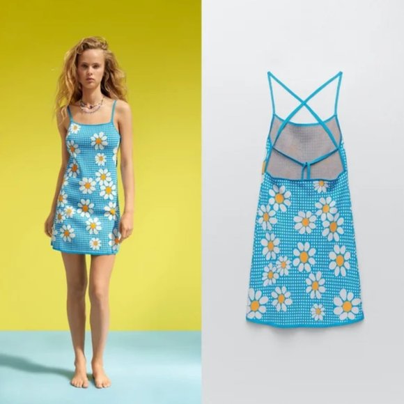 Zara Dresses & Skirts - NWOT Zara Blogger Favorite Daisy Jacquard Tie Back Mini Dress
